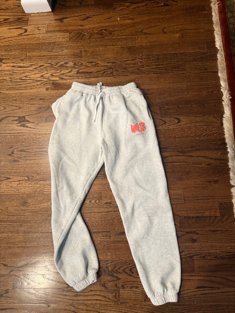 White Fox Light Gray Sweatpants with Coral Logo